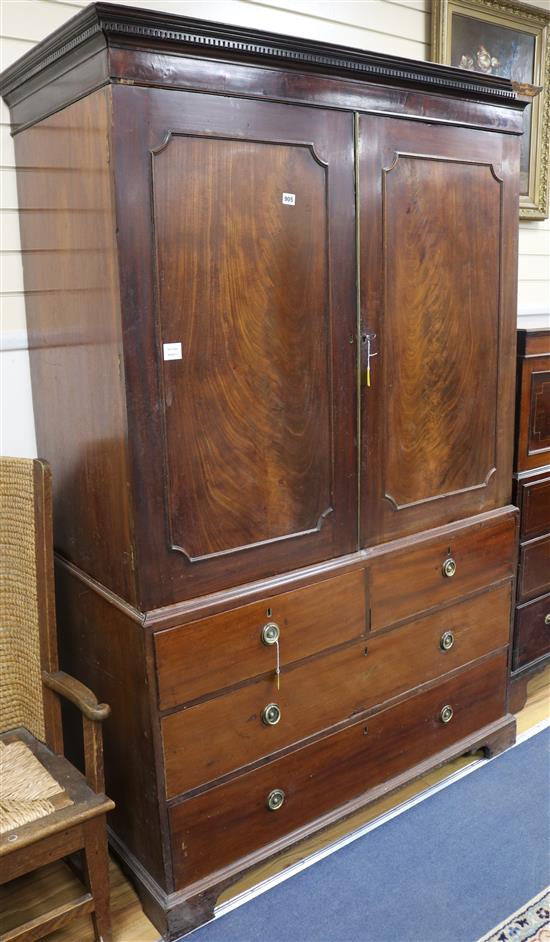 A George III mahogany linen press W.126cm